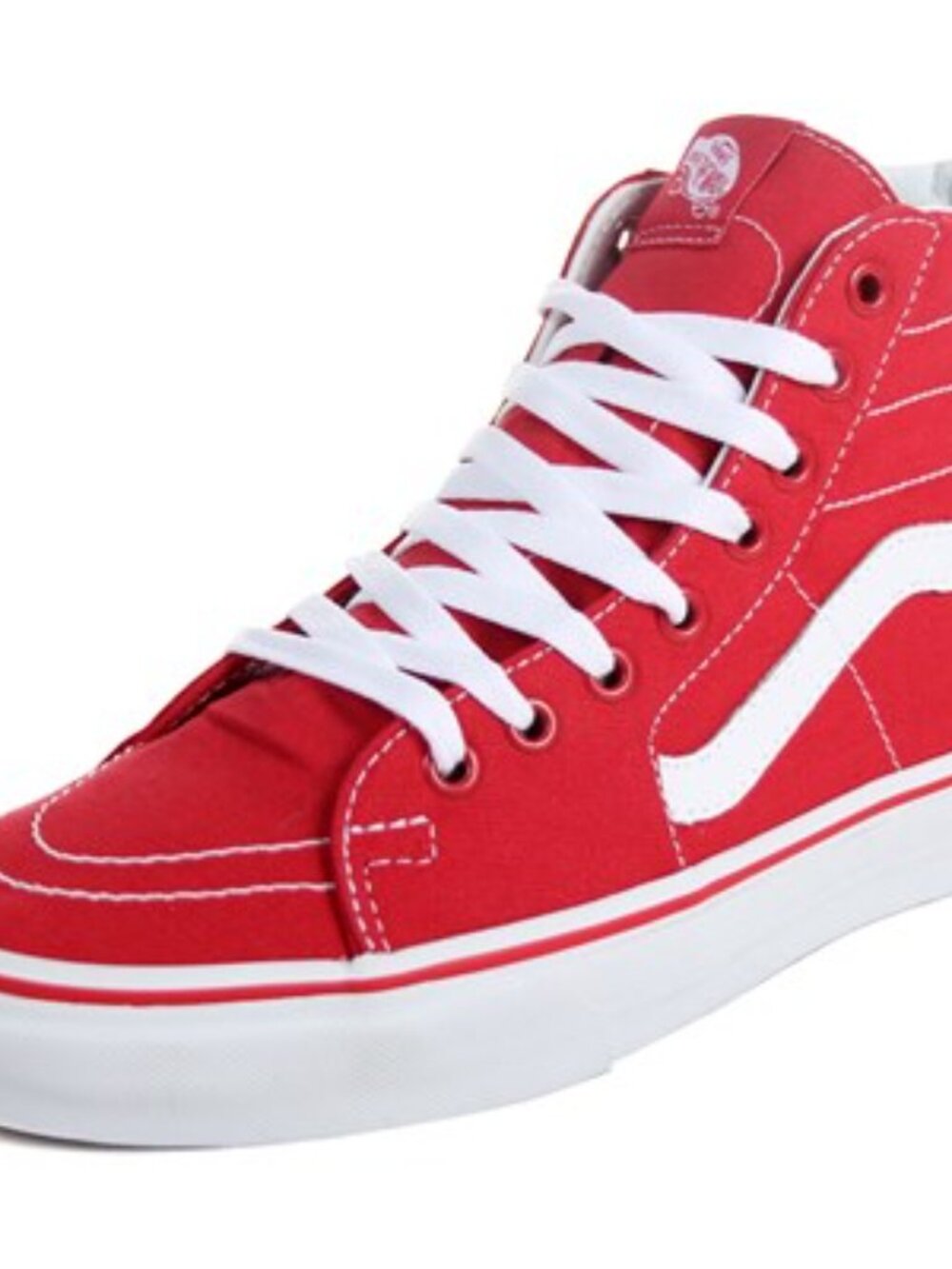 Vans - Adult Unisex Sk8-Hi Shoes, size 7.5 US mens/ 9 US womens, color red.